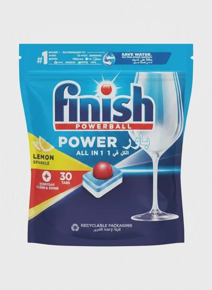 فنيش فينيش ليمون سباركل باور بول - أقراص غسيل الأطباق الكل في واحد ماكس - 30 قرص - Image 1